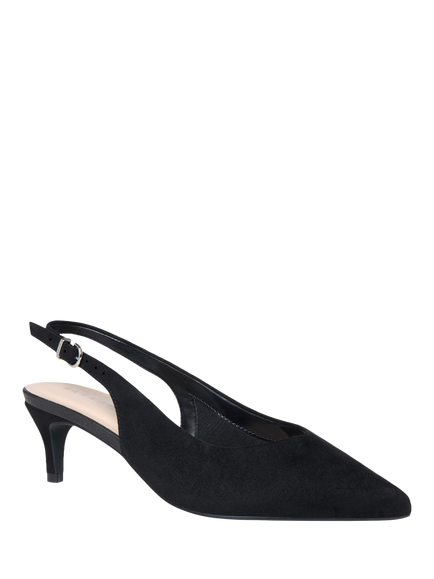Paradox London Galina Wide Fit Microsuede Kitten Heel Slingback Court Shoes, Black - view 2, Black