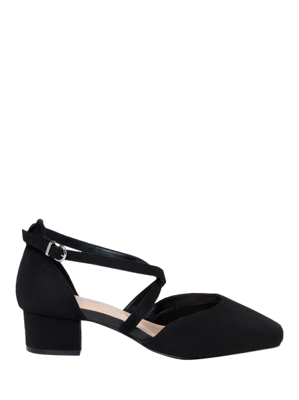 Paradox London Geneva Extra Wide Fit Suede Court Shoes, Black