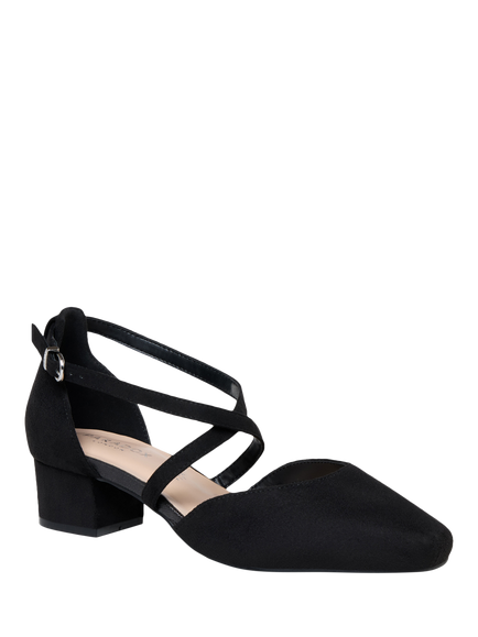 Paradox London Geneva Extra Wide Fit Suede Court Shoes - view 2, Black