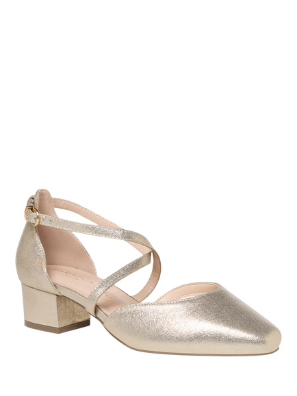 Paradox London Geneva Extra Wide Fit Suede Court Shoes, Champagne - view 2, Champagne