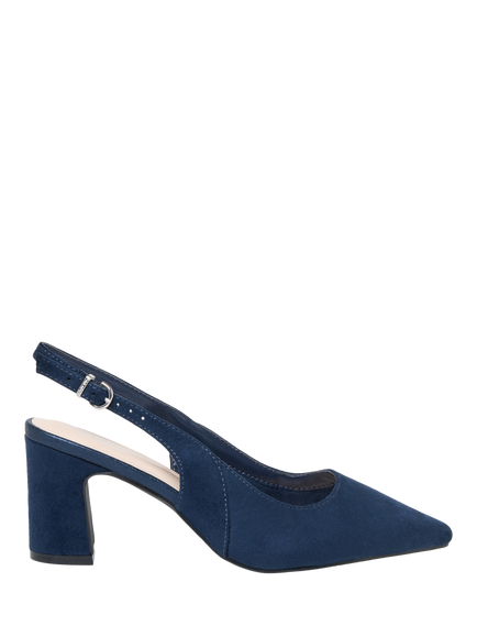 Paradox London Giana Wide Fit Block Heel Slingback Court Shoes, Navy, Navy