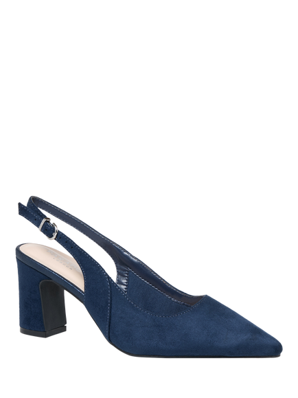 Paradox London Giana Wide Fit Block Heel Slingback Court Shoes, Navy - view 2, Navy