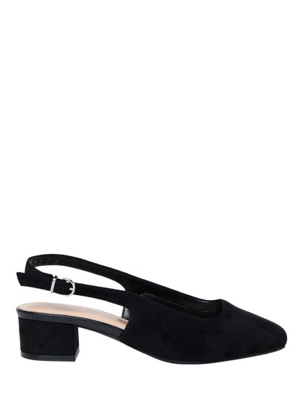 Paradox London Giulietta Wide Fit Square Toe Block Heel Slingback Court Shoes, Black