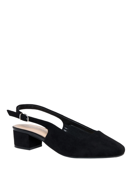 Paradox London Giulietta Wide Fit Square Toe Block Heel Slingback Court Shoes - view 2, Black