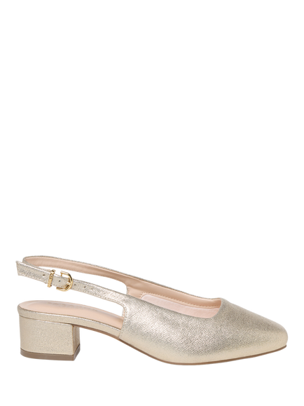 Paradox London Giulietta Wide Fit Square Toe Block Heel Slingback Court Shoes, Champagne