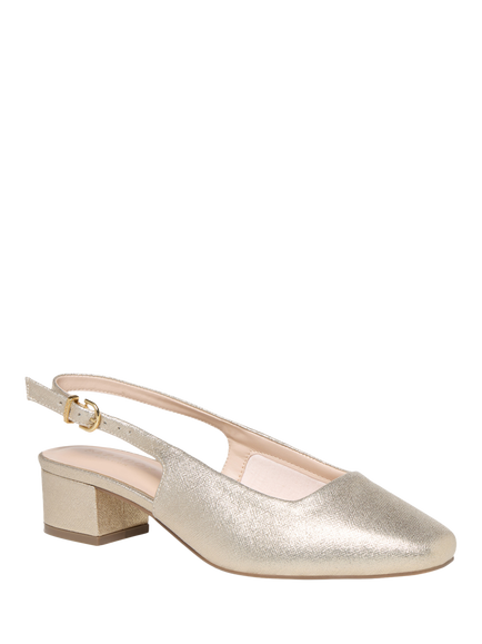 Paradox London Giulietta Wide Fit Square Toe Block Heel Slingback Court Shoes - view 2, Champagne