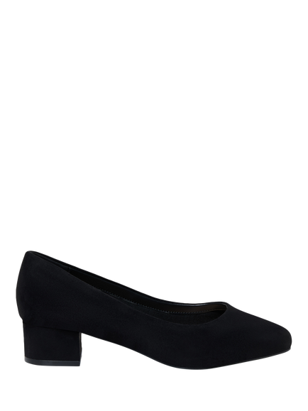 Paradox London Gretchen Wide Fit Square Toe Block Heel Court Shoes, Black