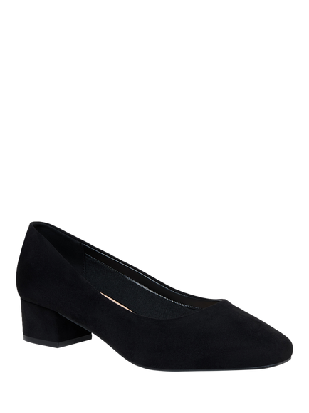 Paradox London Gretchen Wide Fit Square Toe Block Heel Court Shoes - view 2, Black