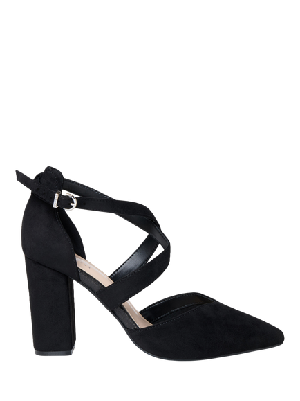 Paradox London Gwendolyn Wide Fit Block Heel Open Court Shoes, Black, Black