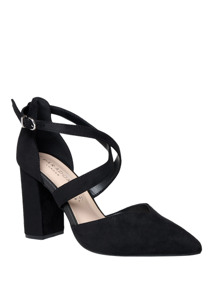 Paradox London Gwendolyn Wide Fit Block Heel Open Court Shoes, Black - view 2, Black