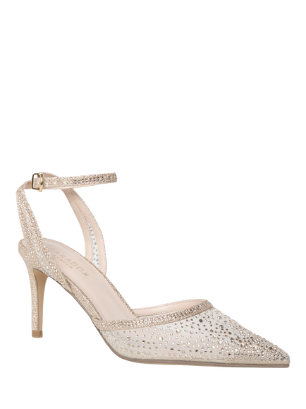 Paradox London Illustra Embellished Slingback Court Shoes - view 2, Champagne