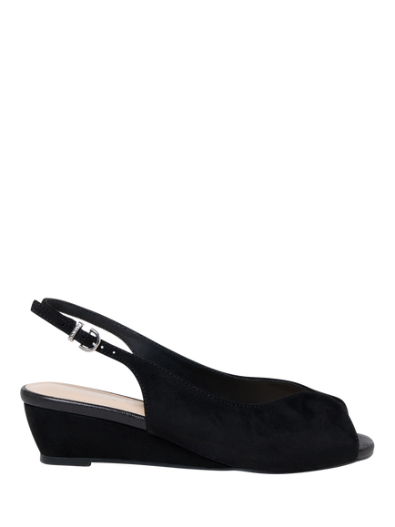Paradox London Janine Wide Fit Low Wedge Sandals, Black, Black