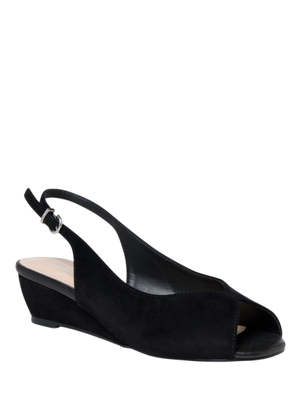 Paradox London Janine Wide Fit Low Wedge Sandals, Black - view 2, Black