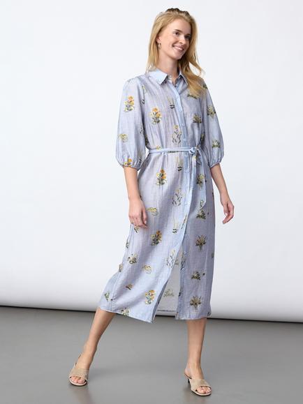 Sisters Point Ella Floral Shirt Midi Dress, Blue, Blue