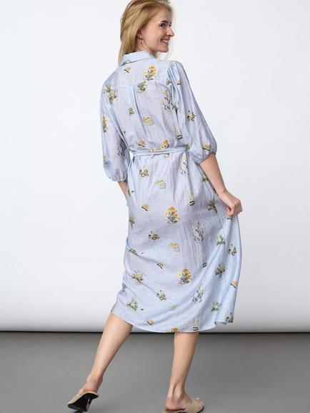 Sisters Point Ella Floral Shirt Midi Dress, Blue - view 2, Blue