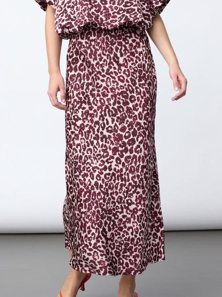 Sisters Point Animal Print Midi A-Line Skirt, Pink/Leo, Pink/Leo