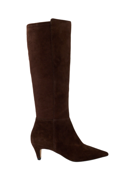 Dune London Shasa Suede Knee High Boots, Brown, Brown