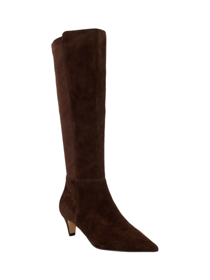 Dune London Shasa Suede Knee High Boots, Brown - view 2, Brown