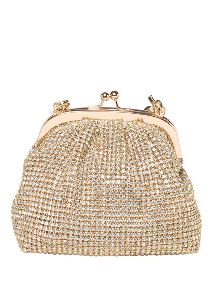Paradox London Dorelle Diamante Top Handle Clutch Bag, Gold, Gold