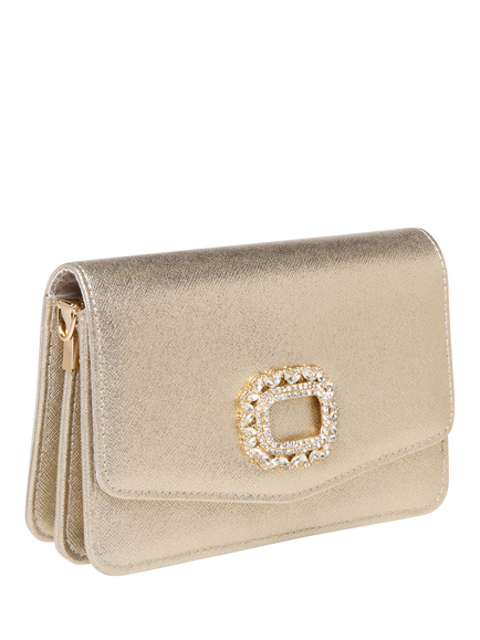 Paradox London Della Clutch Bag, Champagne - view 2, Champagne