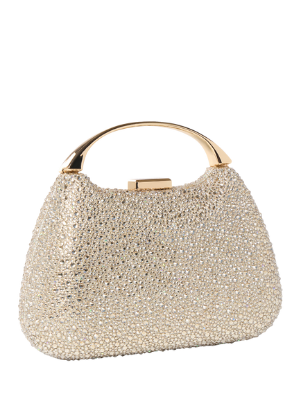 Paradox London Debi Diamante Top Handle Clutch Bag, Champagne - view 2, Champagne