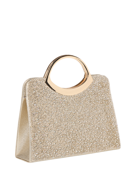 Paradox London Diamora Diamante Top Handle Clutch Bag, Champagne - view 2, Champagne