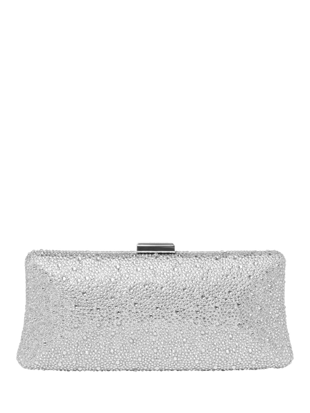 Paradox London Dante Diamante Box Clutch Bag, Silver, Silver