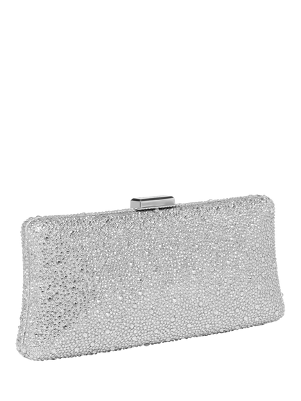 Paradox London Dante Diamante Box Clutch Bag, Silver - view 2, Silver