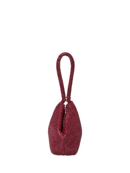 Paradox London Dua Diamante Soft Pouch Clutch Bag, Burgundy - view 2, Burgundy