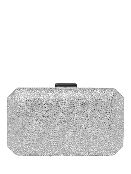 Paradox London Divya Diamante Box Clutch Bag, Silver, Silver