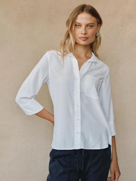 Bella Dahl Shirt Tail Button Down Shirt Containing TENCEL™ Lyocell, White