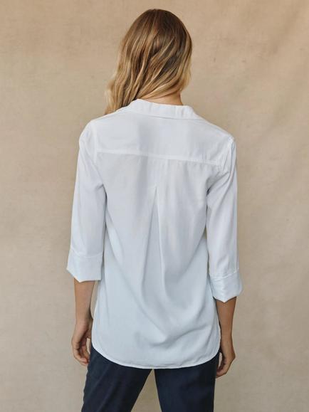 Bella Dahl Shirt Tail Button Down Shirt Containing TENCEL™ Lyocell - view 2, White