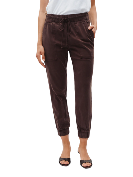 Bella Dahl Drawstring Waist Pocket Joggers Containing TENCEL™ Lyocell, Chestnut - view 2, Chestnut
