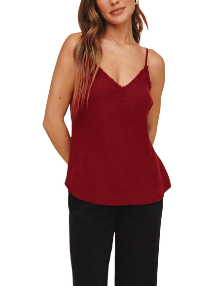 Bella Dahl Frayed Camisole Containing TENCEL™ Lyocell, Red
