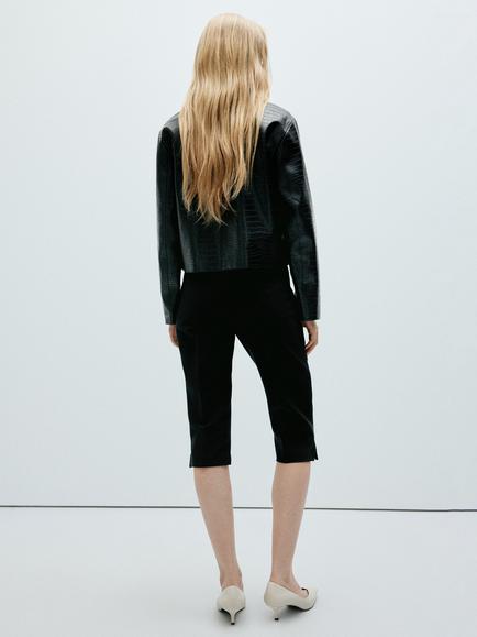 Mango Long Sleeve Faux Leather Jacket, Black - view 2, Black