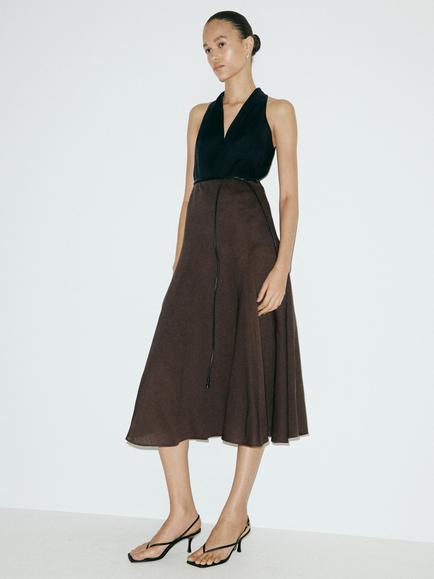 Mango Sculpted Halter Midi Dress, Black, Black