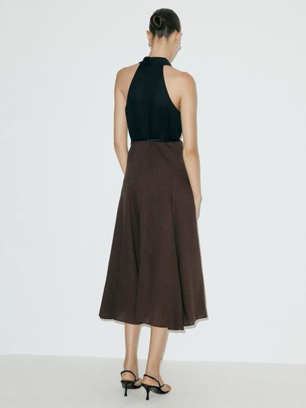 Mango Sculpted Halter Midi Dress, Black - view 2, Black