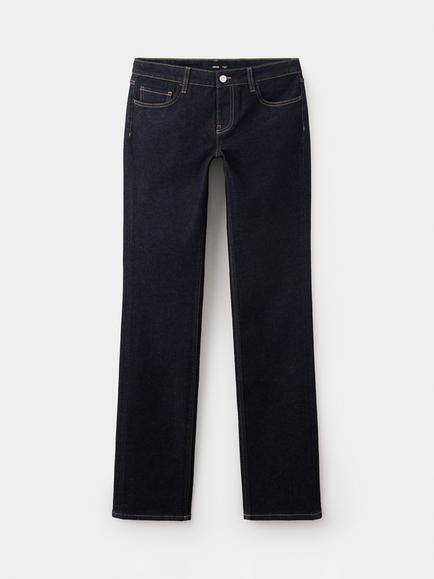 Mango Low-Rise Straight Leg Jeans, Blue, Blue