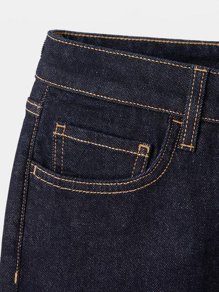 Mango Low-Rise Straight Leg Jeans, Blue - view 2, Blue