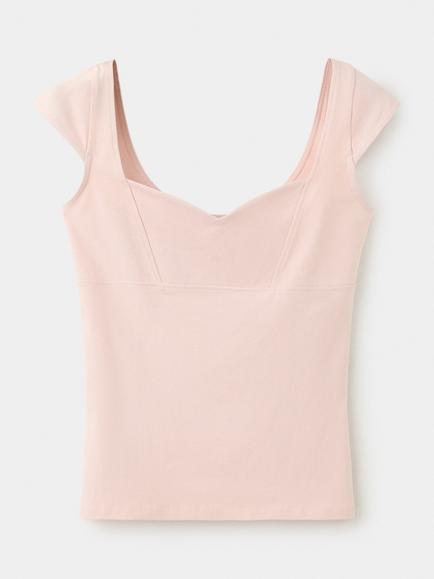 Mango Sculpted V-Neck Top, Pink