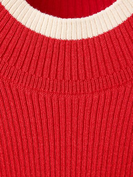 Mango Sculpted Ribbed High-Neck Vest, Red - view 2, Red