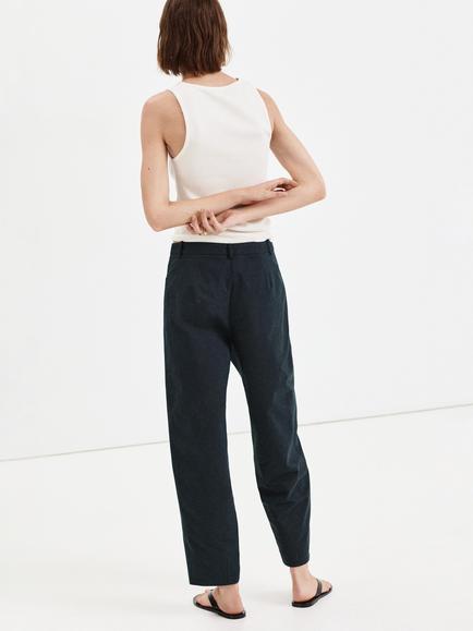 Mango High Rise Balloon Leg Cropped Trousers, Navy - view 2, Navy