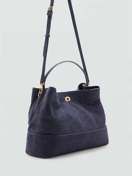 Mango Sculptural Hobo Shoulder Turnlock Bag, Navy - view 2, Navy