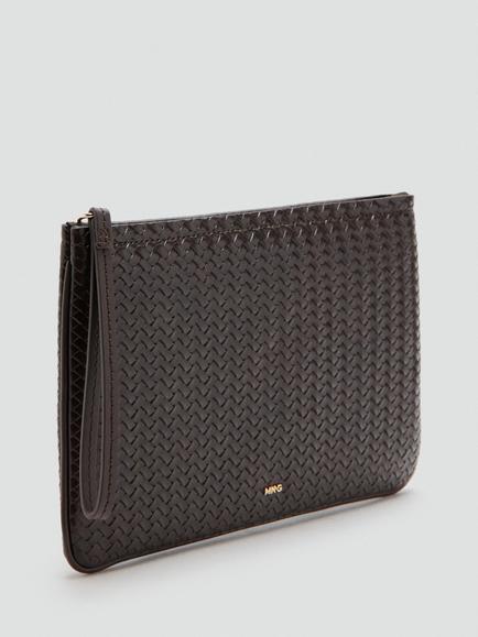 Mango Handwoven Evening Pouch Bag, Chocolate - view 2, Chocolate
