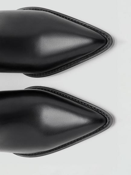 Mango Leather Pointed Toe Tall Riding Boots, Black - view 2, Black