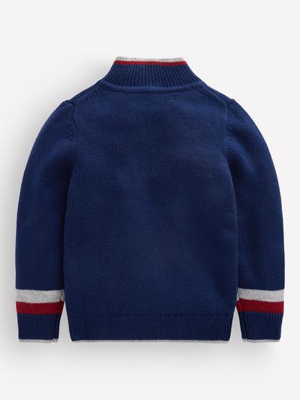 Mini Boden Kids' Heritage Half-Zip Jumper, Medieval Blue - view 2, Medieval Blue