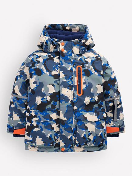 Mini Boden Kids' Waterproof Hooded Camouflage Coat, Multi, Multi