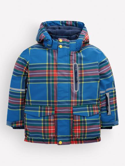 Mini Boden Kids' Waterproof Hooded Plaid Coat, Multi, Multi
