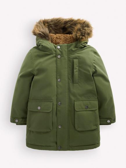 Mini Boden Kids' Authentic Waterproof Parka, Green, Green