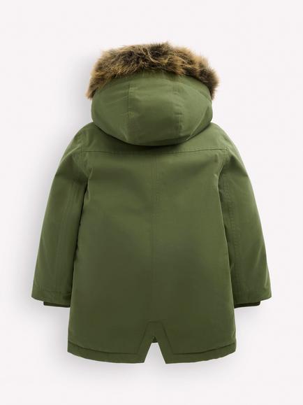 Mini Boden Kids' Authentic Waterproof Parka, Green - view 2, Green